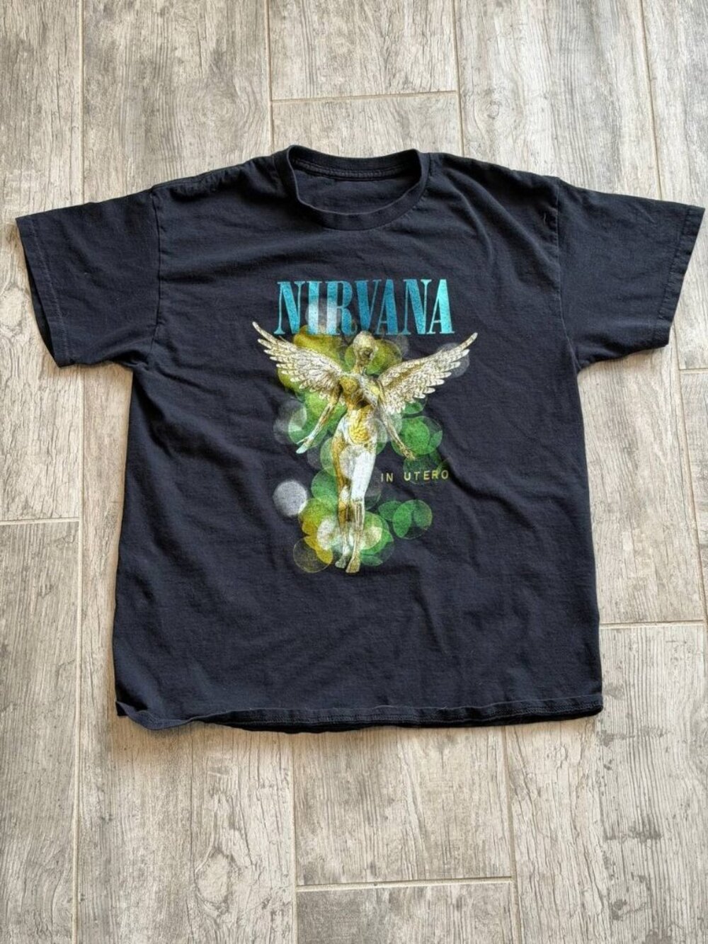 Nirvana In Utero Angel Graphic T-Shirt Black Men's L